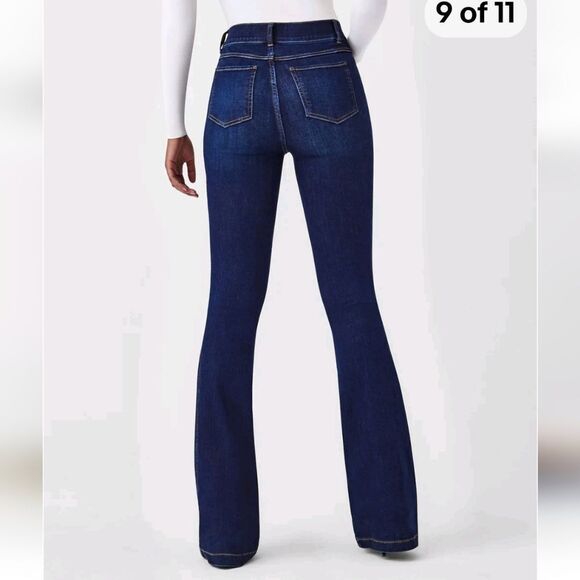 SPANX Everywear Flare High Rise Denim Jeans Midnight Shade Size 1X - Picture 2 of 7